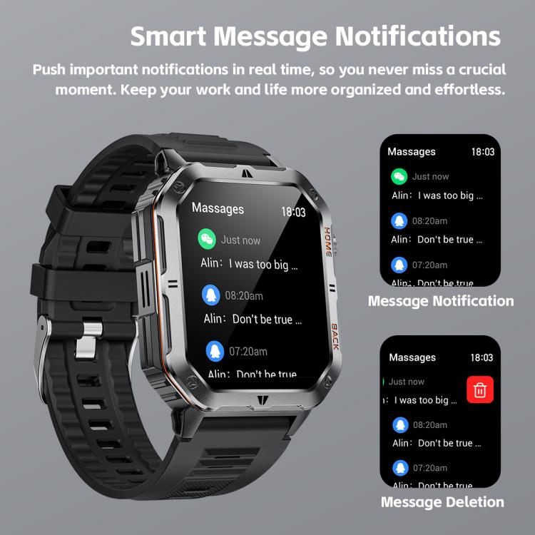MT62 2.01-inch IPS Display Outdoor Adventures Smart Watch with 1000mAh Battery & Flashlight