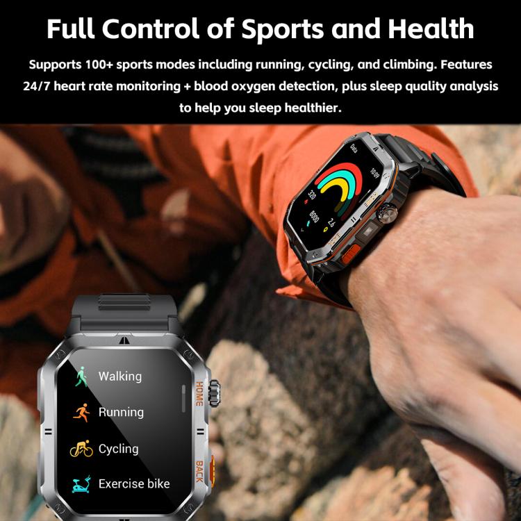 MT62 2.01-inch IPS Display Outdoor Adventures Smart Watch with 1000mAh Battery & Flashlight
