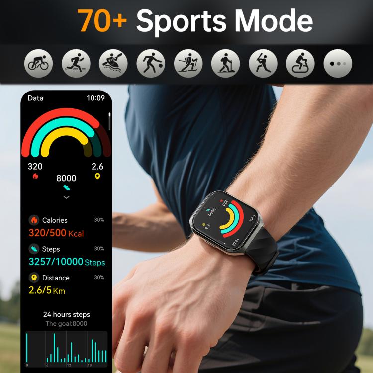 MT66 1.83-inch IPS Curved Screen Smart Watch with 1000mAh Battery