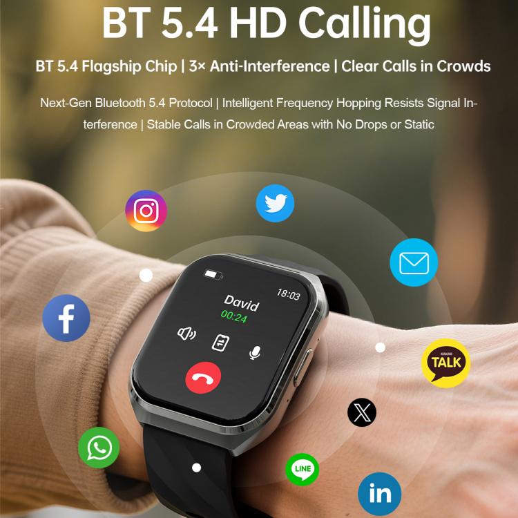 MT66 1.83-inch IPS Curved Screen Smart Watch with 1000mAh Battery