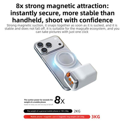 Magnetic Smartphone Shooting Holder Hand Grip Handle Snap On Phone Stand, Single Grip, With Fill Light