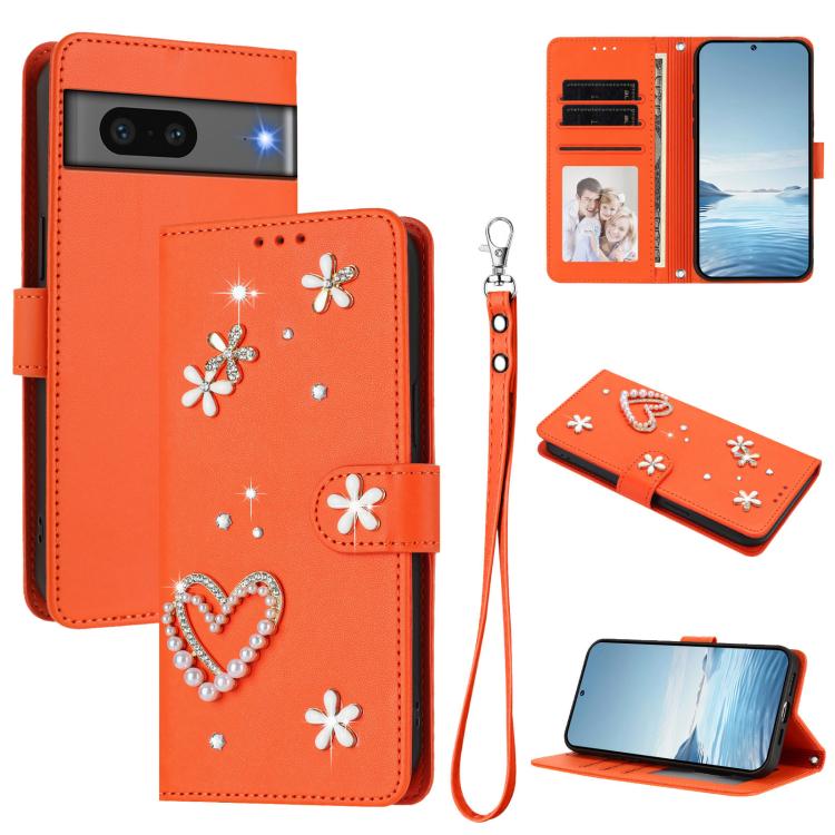 ZS01 Double-Layer Heart Floral Vegan Leather Phone Case with Wrist Strap, For Google Pixel 10a, For Google Pixel 10 Pro XL 5G, For Google Pixel 10 5G Global, For Google Pixel 9a, For Google Pixel 8a, For Google Pixel 8 Pro, For Google Pixel 8          ...