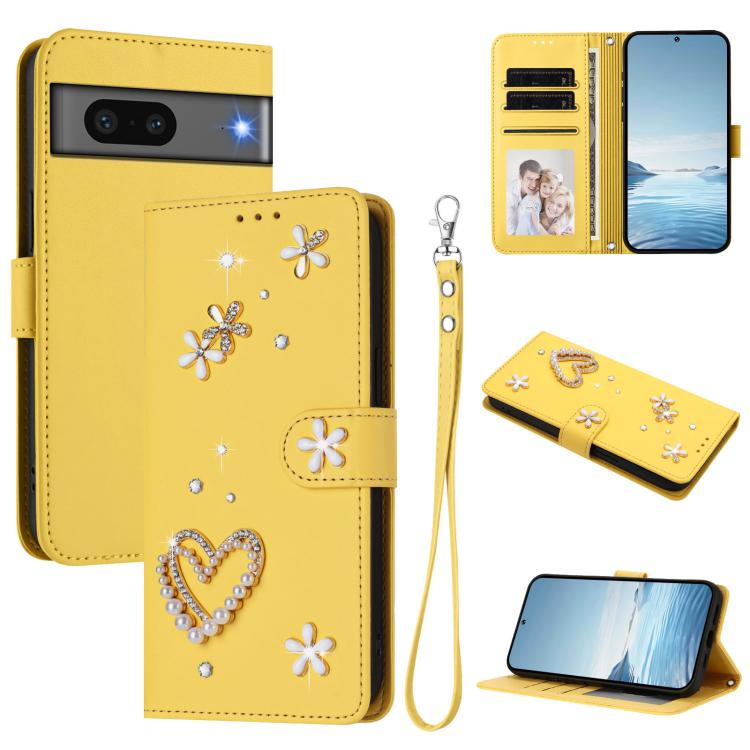 ZS01 Double-Layer Heart Floral Vegan Leather Phone Case with Wrist Strap, For Google Pixel 10a, For Google Pixel 10 Pro XL 5G, For Google Pixel 10 5G Global, For Google Pixel 9a, For Google Pixel 8a, For Google Pixel 8 Pro, For Google Pixel 8          ...