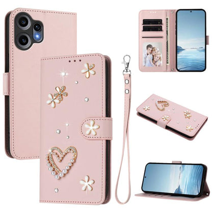 ZS01 Double-Layer Heart Floral Vegan Leather Phone Case with Wrist Strap, For Nothing Phone 3a Lite, For Nothing Phone 3, For Nothing CMF Phone 2 Pro, For Nothing Phone 3a, For Nothing Phone 3a Pro, For Nothing CMF Phone 1, For Nothing Phone 2a