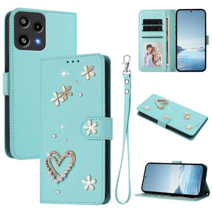 ZS01 Double-Layer Heart Floral Vegan Leather Phone Case with Wrist Strap, For Nothing Phone 3a Lite, For Nothing Phone 3, For Nothing CMF Phone 2 Pro, For Nothing Phone 3a, For Nothing Phone 3a Pro, For Nothing CMF Phone 1, For Nothing Phone 2a