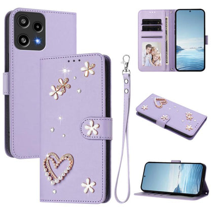 ZS01 Double-Layer Heart Floral Vegan Leather Phone Case with Wrist Strap, For Nothing Phone 3a Lite, For Nothing Phone 3, For Nothing CMF Phone 2 Pro, For Nothing Phone 3a, For Nothing Phone 3a Pro, For Nothing CMF Phone 1, For Nothing Phone 2a