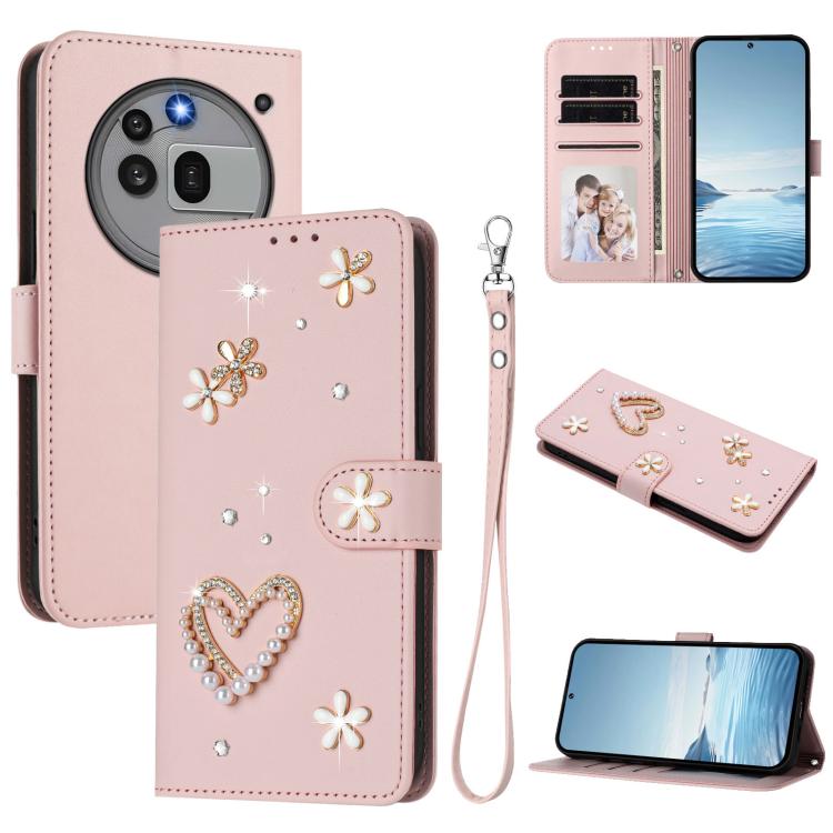 ZS01 Double-Layer Heart Floral Vegan Leather Phone Case with Wrist Strap, For Nothing Phone 3a Lite, For Nothing Phone 3, For Nothing CMF Phone 2 Pro, For Nothing Phone 3a, For Nothing Phone 3a Pro, For Nothing CMF Phone 1, For Nothing Phone 2a