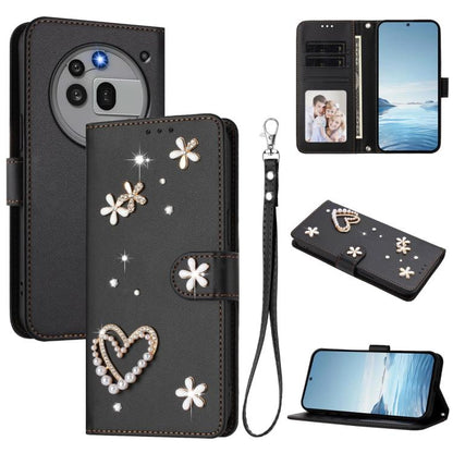 ZS01 Double-Layer Heart Floral Vegan Leather Phone Case with Wrist Strap, For Nothing Phone 3a Lite, For Nothing Phone 3, For Nothing CMF Phone 2 Pro, For Nothing Phone 3a, For Nothing Phone 3a Pro, For Nothing CMF Phone 1, For Nothing Phone 2a