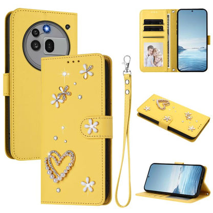 ZS01 Double-Layer Heart Floral Vegan Leather Phone Case with Wrist Strap, For Nothing Phone 3a Lite, For Nothing Phone 3, For Nothing CMF Phone 2 Pro, For Nothing Phone 3a, For Nothing Phone 3a Pro, For Nothing CMF Phone 1, For Nothing Phone 2a