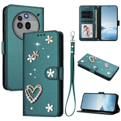 ZS01 Double-Layer Heart Floral Vegan Leather Phone Case with Wrist Strap, For Nothing Phone 3a Lite, For Nothing Phone 3, For Nothing CMF Phone 2 Pro, For Nothing Phone 3a, For Nothing Phone 3a Pro, For Nothing CMF Phone 1, For Nothing Phone 2a