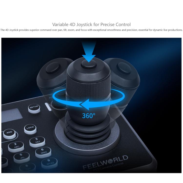 FEELWORLD KBC20 Manette de contrôle de caméra PTZ NDI, prise en charge de plusieurs protocoles de contrôle, prise en charge PoE, prise UE, prise US, prise UK, prise AU