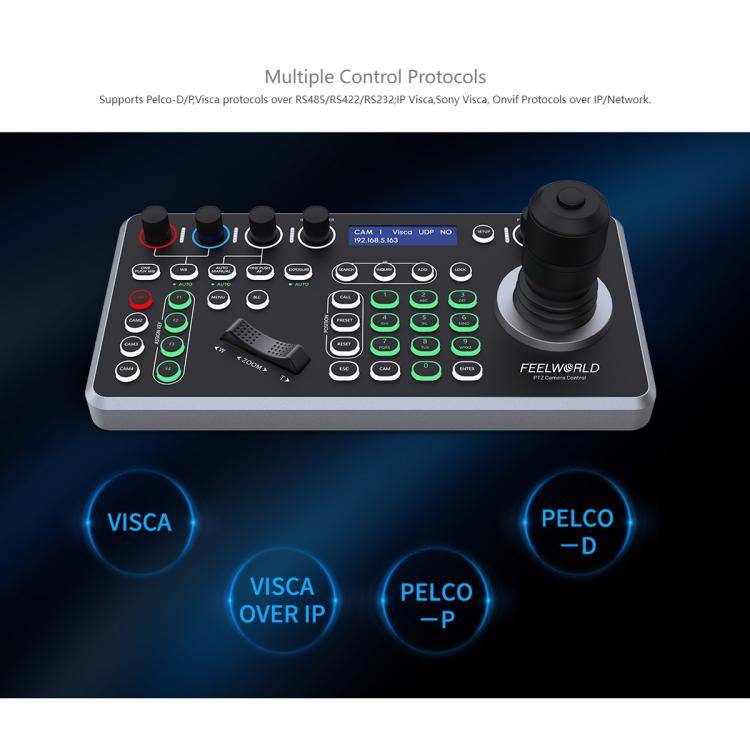 FEELWORLD KBC20 Manette de contrôle de caméra PTZ NDI, prise en charge de plusieurs protocoles de contrôle, prise en charge PoE, prise UE, prise US, prise UK, prise AU