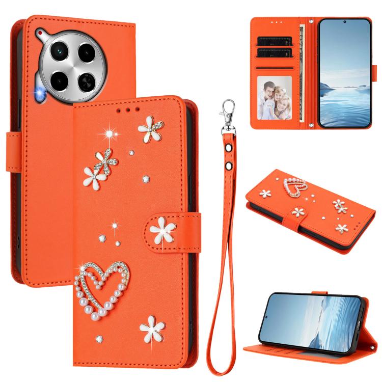 ZS01 Double-Layer Heart Floral Vegan Leather Phone Case with Wrist Strap, For Tecno Pova 6 4G, For Tecno Pova 6 5G / 6 Pro 5G, For Tecno Camon 30 Pro 5G, For Tecno Camon 30 Premier, For Tecno Camon 30 4G / 5G, For Tecno Spark 20 Pro+ 4G                ...