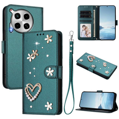 ZS01 Double-Layer Heart Floral Vegan Leather Phone Case with Wrist Strap, For Tecno Pova 6 4G, For Tecno Pova 6 5G / 6 Pro 5G, For Tecno Camon 30 Pro 5G, For Tecno Camon 30 Premier, For Tecno Camon 30 4G / 5G, For Tecno Spark 20 Pro+ 4G                ...