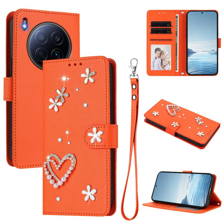 ZS01 Double-Layer Heart Floral Vegan Leather Phone Case with Wrist Strap, For Tecno Camon 40 Pro 4G Global, For Tecno Camon 40 Premier, For Tecno Camon 40 4G, For Tecno Spark 30C 5G / Pop 9 5G, For Tecno Camon 30S / 30S Pro                             ...