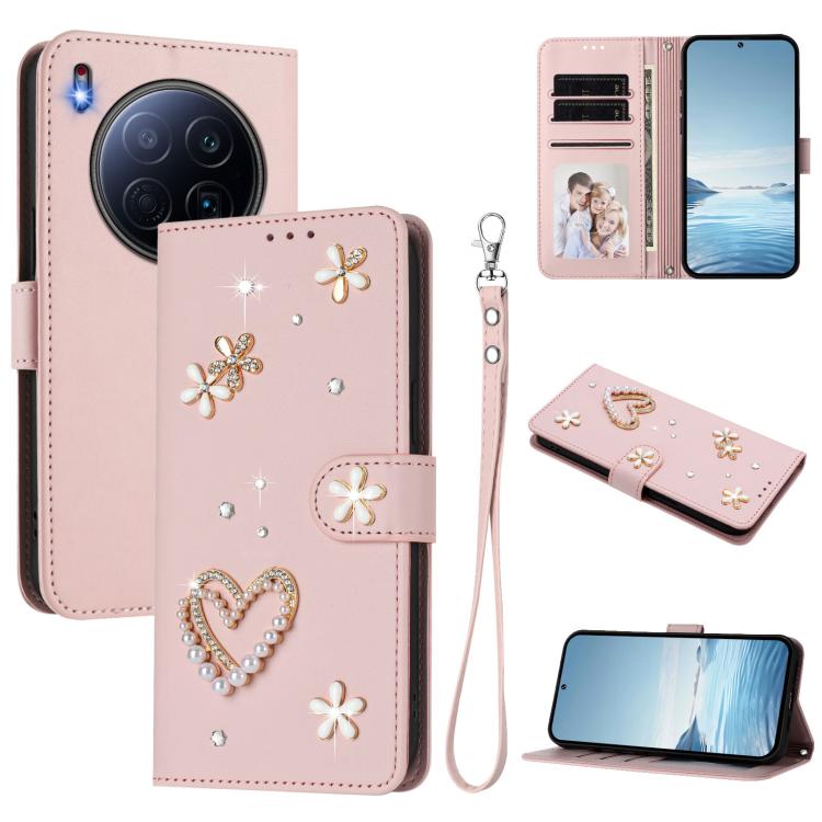ZS01 Double-Layer Heart Floral Vegan Leather Phone Case with Wrist Strap, For Tecno Camon 40 Pro 4G Global, For Tecno Camon 40 Premier, For Tecno Camon 40 4G, For Tecno Spark 30C 5G / Pop 9 5G, For Tecno Camon 30S / 30S Pro                             ...