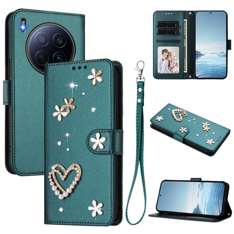ZS01 Double-Layer Heart Floral Vegan Leather Phone Case with Wrist Strap, For Tecno Camon 40 Pro 4G Global, For Tecno Camon 40 Premier, For Tecno Camon 40 4G, For Tecno Spark 30C 5G / Pop 9 5G, For Tecno Camon 30S / 30S Pro                             ...