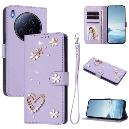 ZS01 Double-Layer Heart Floral Vegan Leather Phone Case with Wrist Strap, For Tecno Camon 40 Pro 4G Global, For Tecno Camon 40 Premier, For Tecno Camon 40 4G, For Tecno Spark 30C 5G / Pop 9 5G, For Tecno Camon 30S / 30S Pro                             ...