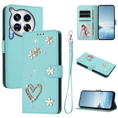 ZS01 Double-Layer Heart Floral Vegan Leather Phone Case with Wrist Strap, For Tecno Pova 6 4G, For Tecno Pova 6 5G / 6 Pro 5G, For Tecno Camon 30 Pro 5G, For Tecno Camon 30 Premier, For Tecno Camon 30 4G / 5G, For Tecno Spark 20 Pro+ 4G                ...