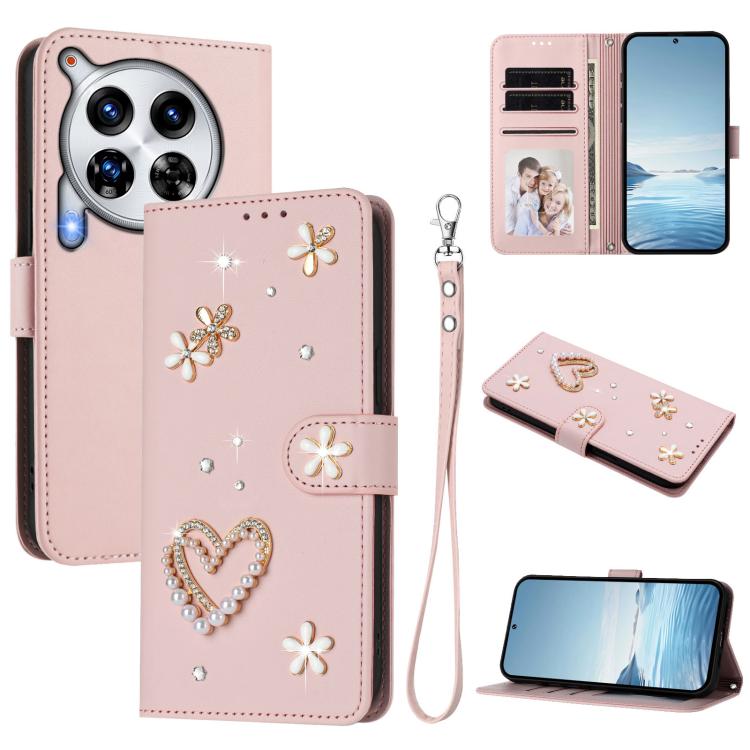 ZS01 Double-Layer Heart Floral Vegan Leather Phone Case with Wrist Strap, For Tecno Pova 6 4G, For Tecno Pova 6 5G / 6 Pro 5G, For Tecno Camon 30 Pro 5G, For Tecno Camon 30 Premier, For Tecno Camon 30 4G / 5G, For Tecno Spark 20 Pro+ 4G                ...