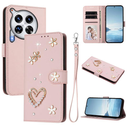 ZS01 Double-Layer Heart Floral Vegan Leather Phone Case with Wrist Strap, For Tecno Pova 6 4G, For Tecno Pova 6 5G / 6 Pro 5G, For Tecno Camon 30 Pro 5G, For Tecno Camon 30 Premier, For Tecno Camon 30 4G / 5G, For Tecno Spark 20 Pro+ 4G                ...