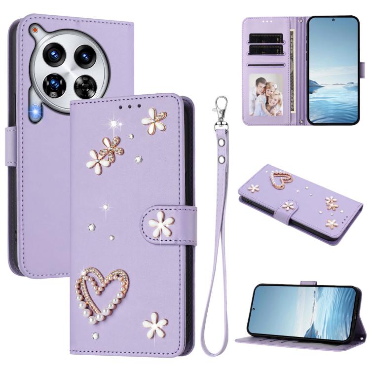 ZS01 Double-Layer Heart Floral Vegan Leather Phone Case with Wrist Strap, For Tecno Pova 6 4G, For Tecno Pova 6 5G / 6 Pro 5G, For Tecno Camon 30 Pro 5G, For Tecno Camon 30 Premier, For Tecno Camon 30 4G / 5G, For Tecno Spark 20 Pro+ 4G                ...