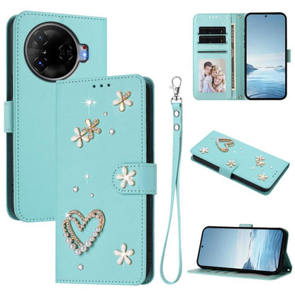 ZS01 Double-Layer Heart Floral Vegan Leather Phone Case with Wrist Strap, For Tecno Pova 6 4G, For Tecno Pova 6 5G / 6 Pro 5G, For Tecno Camon 30 Pro 5G, For Tecno Camon 30 Premier, For Tecno Camon 30 4G / 5G, For Tecno Spark 20 Pro+ 4G                ...