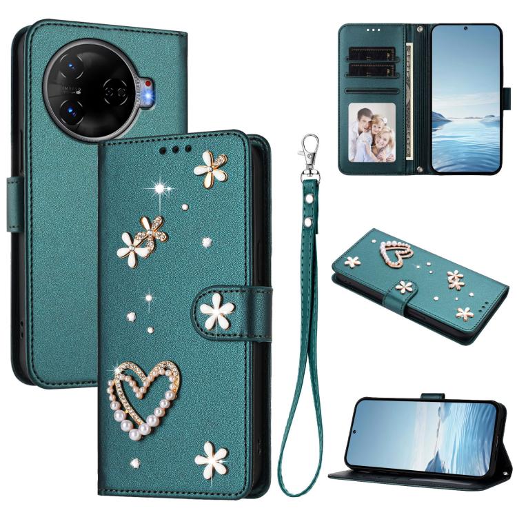 ZS01 Double-Layer Heart Floral Vegan Leather Phone Case with Wrist Strap, For Tecno Pova 6 4G, For Tecno Pova 6 5G / 6 Pro 5G, For Tecno Camon 30 Pro 5G, For Tecno Camon 30 Premier, For Tecno Camon 30 4G / 5G, For Tecno Spark 20 Pro+ 4G                ...
