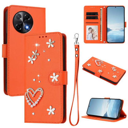ZS01 Double-Layer Heart Floral Vegan Leather Phone Case with Wrist Strap, For Tecno Camon 40 Pro 4G Global, For Tecno Camon 40 Premier, For Tecno Camon 40 4G, For Tecno Spark 30C 5G / Pop 9 5G, For Tecno Camon 30S / 30S Pro                             ...