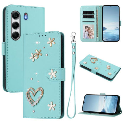 ZS01 Double-Layer Heart Floral Vegan Leather Phone Case with Wrist Strap, For Tecno Camon 40 Pro 4G Global, For Tecno Camon 40 Premier, For Tecno Camon 40 4G, For Tecno Spark 30C 5G / Pop 9 5G, For Tecno Camon 30S / 30S Pro                             ...