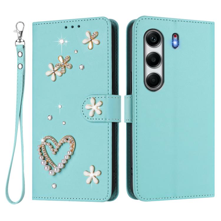 ZS01 Double-Layer Heart Floral Vegan Leather Phone Case with Wrist Strap, For Tecno Camon 40 Pro 4G Global, For Tecno Camon 40 Premier, For Tecno Camon 40 4G, For Tecno Spark 30C 5G / Pop 9 5G, For Tecno Camon 30S / 30S Pro                             ...