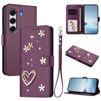 ZS01 Double-Layer Heart Floral Vegan Leather Phone Case with Wrist Strap, For Tecno Camon 40 Pro 4G Global, For Tecno Camon 40 Premier, For Tecno Camon 40 4G, For Tecno Spark 30C 5G / Pop 9 5G, For Tecno Camon 30S / 30S Pro                             ...