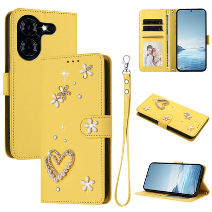 ZS01 Double-Layer Heart Floral Vegan Leather Phone Case with Wrist Strap, For Tecno Pova 6 4G, For Tecno Pova 6 5G / 6 Pro 5G, For Tecno Camon 30 Pro 5G, For Tecno Camon 30 Premier, For Tecno Camon 30 4G / 5G, For Tecno Spark 20 Pro+ 4G                ...