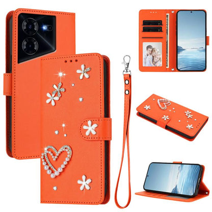 ZS01 Double-Layer Heart Floral Vegan Leather Phone Case with Wrist Strap, For Tecno Pova 6 4G, For Tecno Pova 6 5G / 6 Pro 5G, For Tecno Camon 30 Pro 5G, For Tecno Camon 30 Premier, For Tecno Camon 30 4G / 5G, For Tecno Spark 20 Pro+ 4G                ...