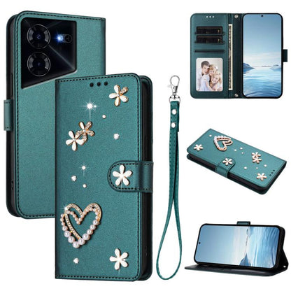 ZS01 Double-Layer Heart Floral Vegan Leather Phone Case with Wrist Strap, For Tecno Pova 6 4G, For Tecno Pova 6 5G / 6 Pro 5G, For Tecno Camon 30 Pro 5G, For Tecno Camon 30 Premier, For Tecno Camon 30 4G / 5G, For Tecno Spark 20 Pro+ 4G                ...