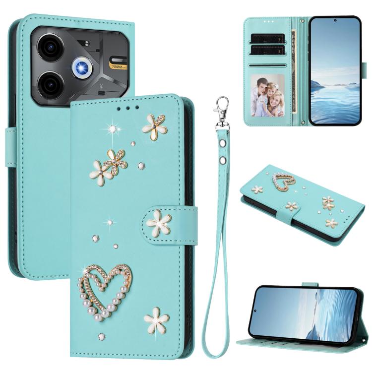 ZS01 Double-Layer Heart Floral Vegan Leather Phone Case with Wrist Strap, For Tecno Camon 40 Pro 4G Global, For Tecno Camon 40 Premier, For Tecno Camon 40 4G, For Tecno Spark 30C 5G / Pop 9 5G, For Tecno Camon 30S / 30S Pro                             ...
