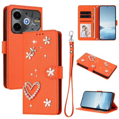 ZS01 Double-Layer Heart Floral Vegan Leather Phone Case with Wrist Strap, For Tecno Camon 40 Pro 4G Global, For Tecno Camon 40 Premier, For Tecno Camon 40 4G, For Tecno Spark 30C 5G / Pop 9 5G, For Tecno Camon 30S / 30S Pro                             ...