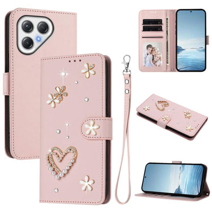 ZS01 Double-Layer Heart Floral Vegan Leather Phone Case with Wrist Strap, For Tecno Spark Go 2024 4G / Spark 20C 4G, For Tecno Spark Go 5G 2025 / Hot 60i 5G, For Tecno Spark Go 3, For Tenco Pova Slim 5G / Spark Slim 5G, For Tecno Spark 40C             ...