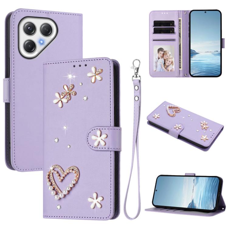 ZS01 Double-Layer Heart Floral Vegan Leather Phone Case with Wrist Strap, For Tecno Spark Go 2024 4G / Spark 20C 4G, For Tecno Spark Go 5G 2025 / Hot 60i 5G, For Tecno Spark Go 3, For Tenco Pova Slim 5G / Spark Slim 5G, For Tecno Spark 40C             ...