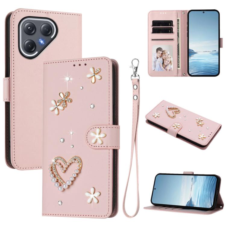 ZS01 Double-Layer Heart Floral Vegan Leather Phone Case with Wrist Strap, For Tecno Spark Go 2024 4G / Spark 20C 4G, For Tecno Spark Go 5G 2025 / Hot 60i 5G, For Tecno Spark Go 3, For Tenco Pova Slim 5G / Spark Slim 5G, For Tecno Spark 40C             ...