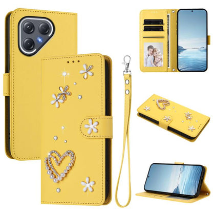 ZS01 Double-Layer Heart Floral Vegan Leather Phone Case with Wrist Strap, For Tecno Spark Go 2024 4G / Spark 20C 4G, For Tecno Spark Go 5G 2025 / Hot 60i 5G, For Tecno Spark Go 3, For Tenco Pova Slim 5G / Spark Slim 5G, For Tecno Spark 40C             ...