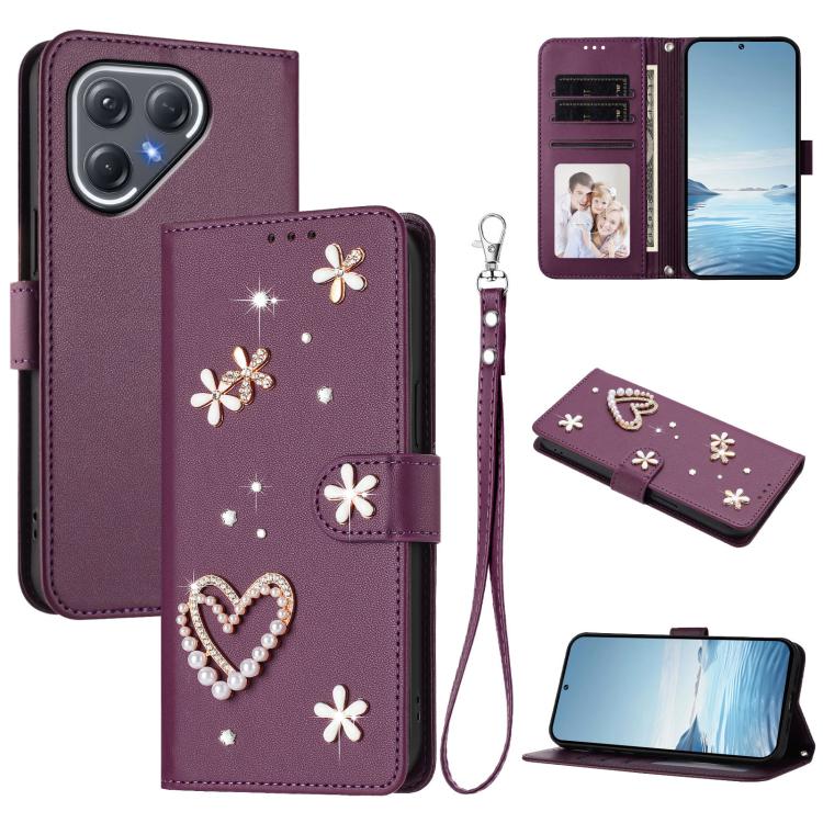ZS01 Double-Layer Heart Floral Vegan Leather Phone Case with Wrist Strap, For Tecno Spark Go 2024 4G / Spark 20C 4G, For Tecno Spark Go 5G 2025 / Hot 60i 5G, For Tecno Spark Go 3, For Tenco Pova Slim 5G / Spark Slim 5G, For Tecno Spark 40C             ...