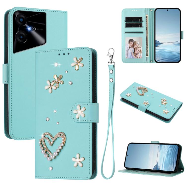 ZS01 Double-Layer Heart Floral Vegan Leather Phone Case with Wrist Strap, For Tecno Pova 6 4G, For Tecno Pova 6 5G / 6 Pro 5G, For Tecno Camon 30 Pro 5G, For Tecno Camon 30 Premier, For Tecno Camon 30 4G / 5G, For Tecno Spark 20 Pro+ 4G                ...