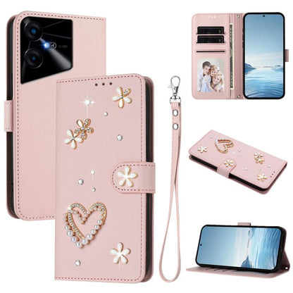 ZS01 Double-Layer Heart Floral Vegan Leather Phone Case with Wrist Strap, For Tecno Pova 6 4G, For Tecno Pova 6 5G / 6 Pro 5G, For Tecno Camon 30 Pro 5G, For Tecno Camon 30 Premier, For Tecno Camon 30 4G / 5G, For Tecno Spark 20 Pro+ 4G                ...