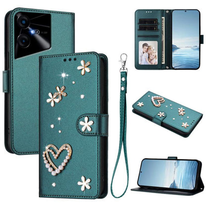 ZS01 Double-Layer Heart Floral Vegan Leather Phone Case with Wrist Strap, For Tecno Pova 6 4G, For Tecno Pova 6 5G / 6 Pro 5G, For Tecno Camon 30 Pro 5G, For Tecno Camon 30 Premier, For Tecno Camon 30 4G / 5G, For Tecno Spark 20 Pro+ 4G                ...