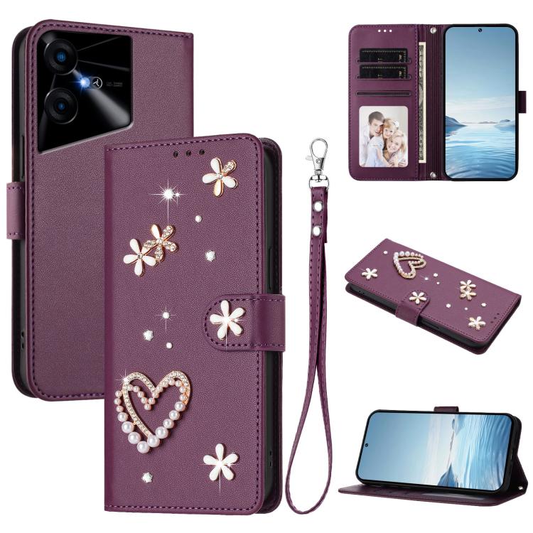 ZS01 Double-Layer Heart Floral Vegan Leather Phone Case with Wrist Strap, For Tecno Pova 6 4G, For Tecno Pova 6 5G / 6 Pro 5G, For Tecno Camon 30 Pro 5G, For Tecno Camon 30 Premier, For Tecno Camon 30 4G / 5G, For Tecno Spark 20 Pro+ 4G                ...