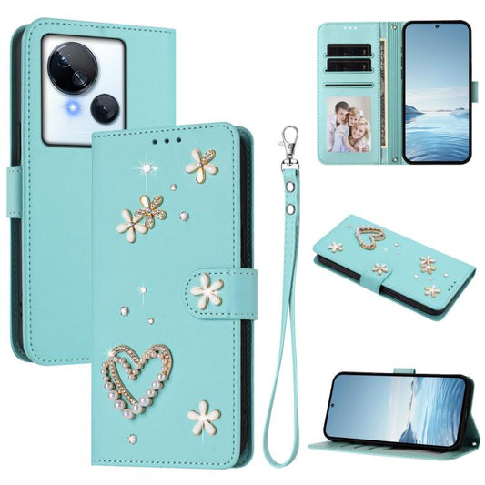 ZS01 Double-Layer Heart Floral Vegan Leather Phone Case with Wrist Strap, For Tecno Spark 10 5G, For Tecno Spark 10C / 10 4G, For Tecno Spark 10 Pro 4G, For Tecno Camon 19 / 19 Pro 5G