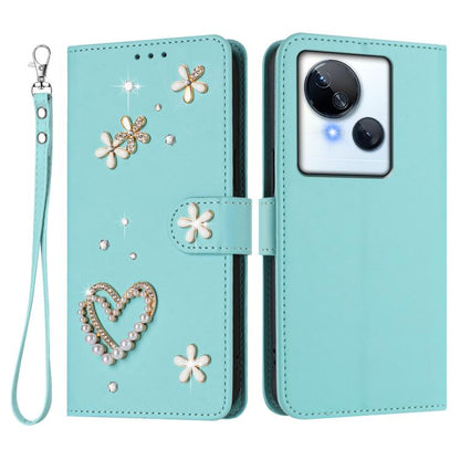 ZS01 Double-Layer Heart Floral Vegan Leather Phone Case with Wrist Strap, For Tecno Spark 10 5G, For Tecno Spark 10C / 10 4G, For Tecno Spark 10 Pro 4G, For Tecno Camon 19 / 19 Pro 5G