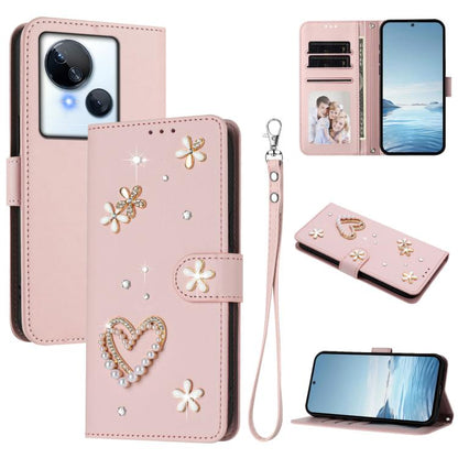 ZS01 Double-Layer Heart Floral Vegan Leather Phone Case with Wrist Strap, For Tecno Spark 10 5G, For Tecno Spark 10C / 10 4G, For Tecno Spark 10 Pro 4G, For Tecno Camon 19 / 19 Pro 5G