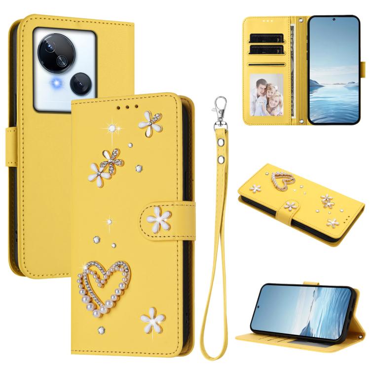 ZS01 Double-Layer Heart Floral Vegan Leather Phone Case with Wrist Strap, For Tecno Spark 10 5G, For Tecno Spark 10C / 10 4G, For Tecno Spark 10 Pro 4G, For Tecno Camon 19 / 19 Pro 5G